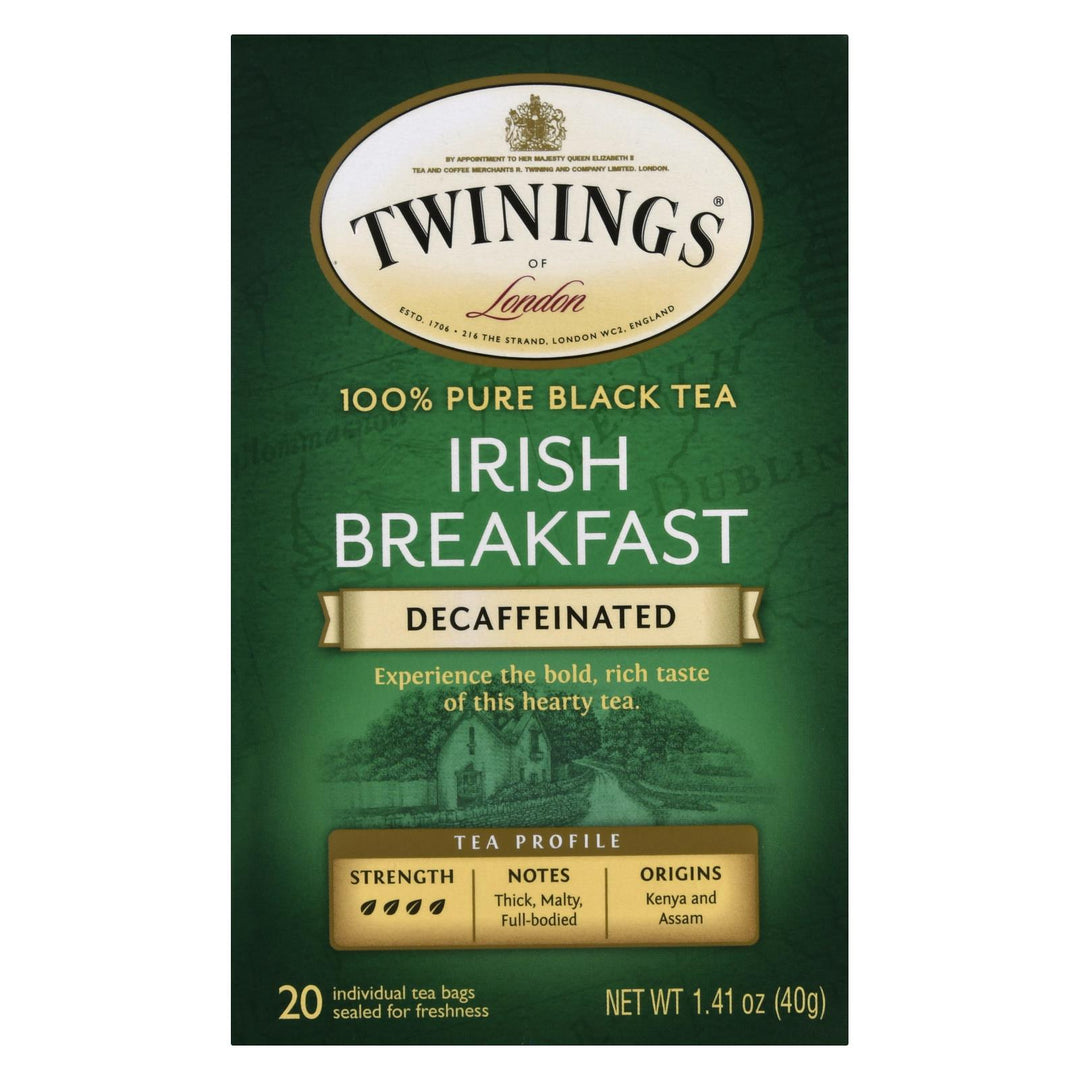 Twinings Tea Breakfast Tea - Irish Decaf - Case Of 6 - 20 Bags - Maras Green