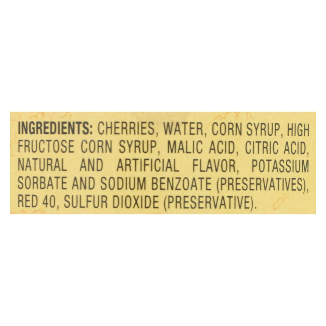 Reese Red Maraschino Cherries With Stems - Case Of 12 - 10 Oz. - Maras Green