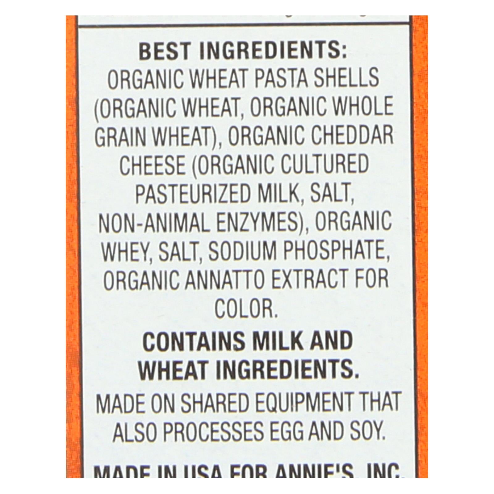 Annies Homegrown Macaroni And Cheese - Organic - Grass Fed - Shells And Real Aged Cheddar - 6 Oz - Case Of 12 - Maras Green