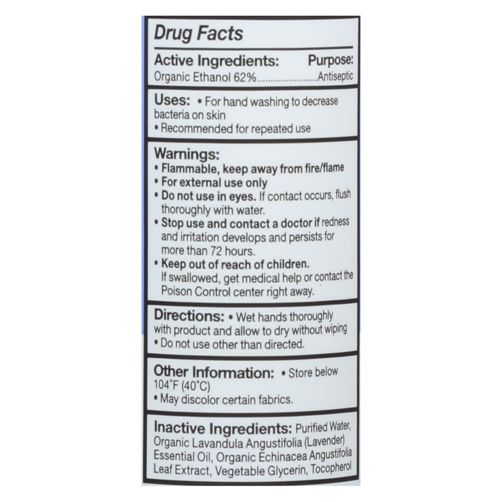 Eo Products - Hand Sanitizer Spray - Lavender - 2 Fl Oz - Case Of 6 - Maras Green