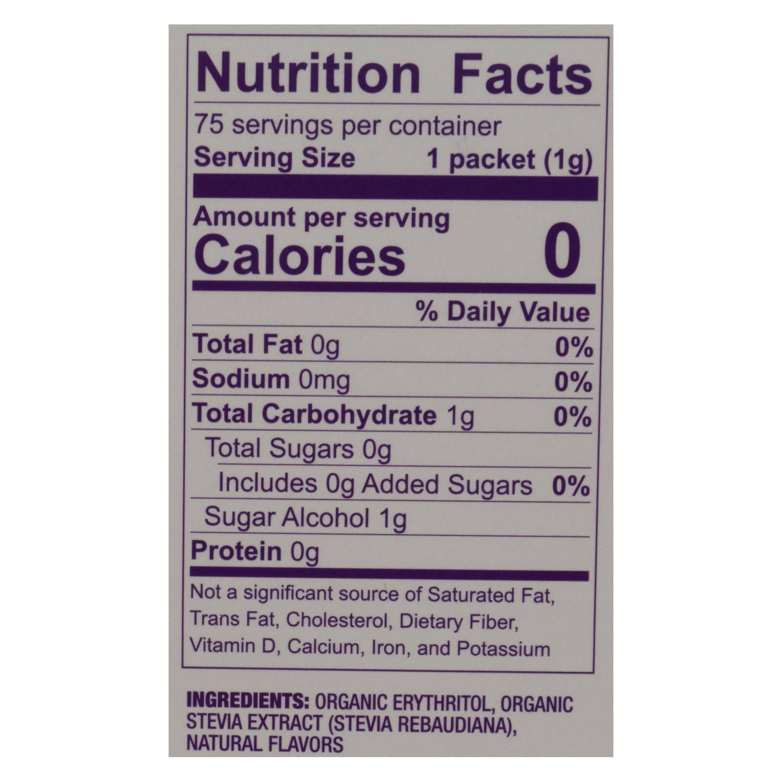 Wholesome Sweeteners Stevia - Organic - 75 Count - Case Of 6 - Maras Green