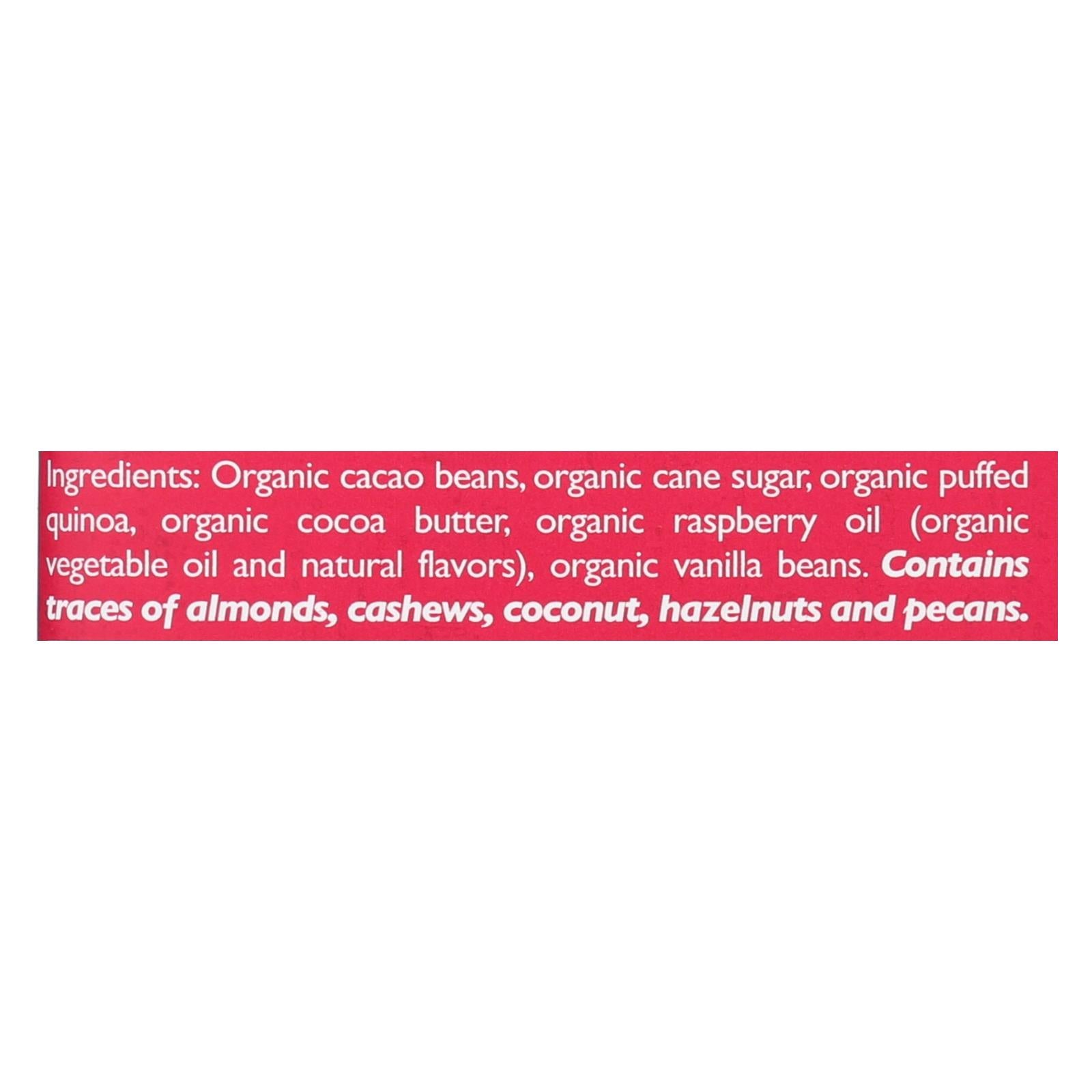 Taza Chocolate Stone Ground Organic Dark Chocolate Bar - Raspberry Crunch - Case Of 10 - 2.5 Oz. - Maras Green
