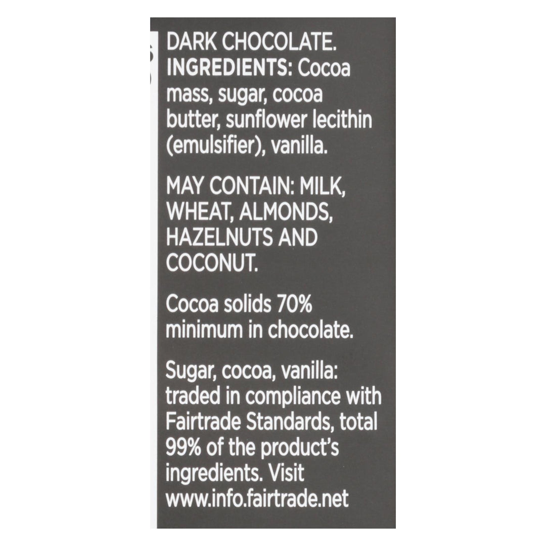 Divine - Bar Chocolate Dark 70% Cocoa - Case Of 12 - 3 Oz - Maras Green