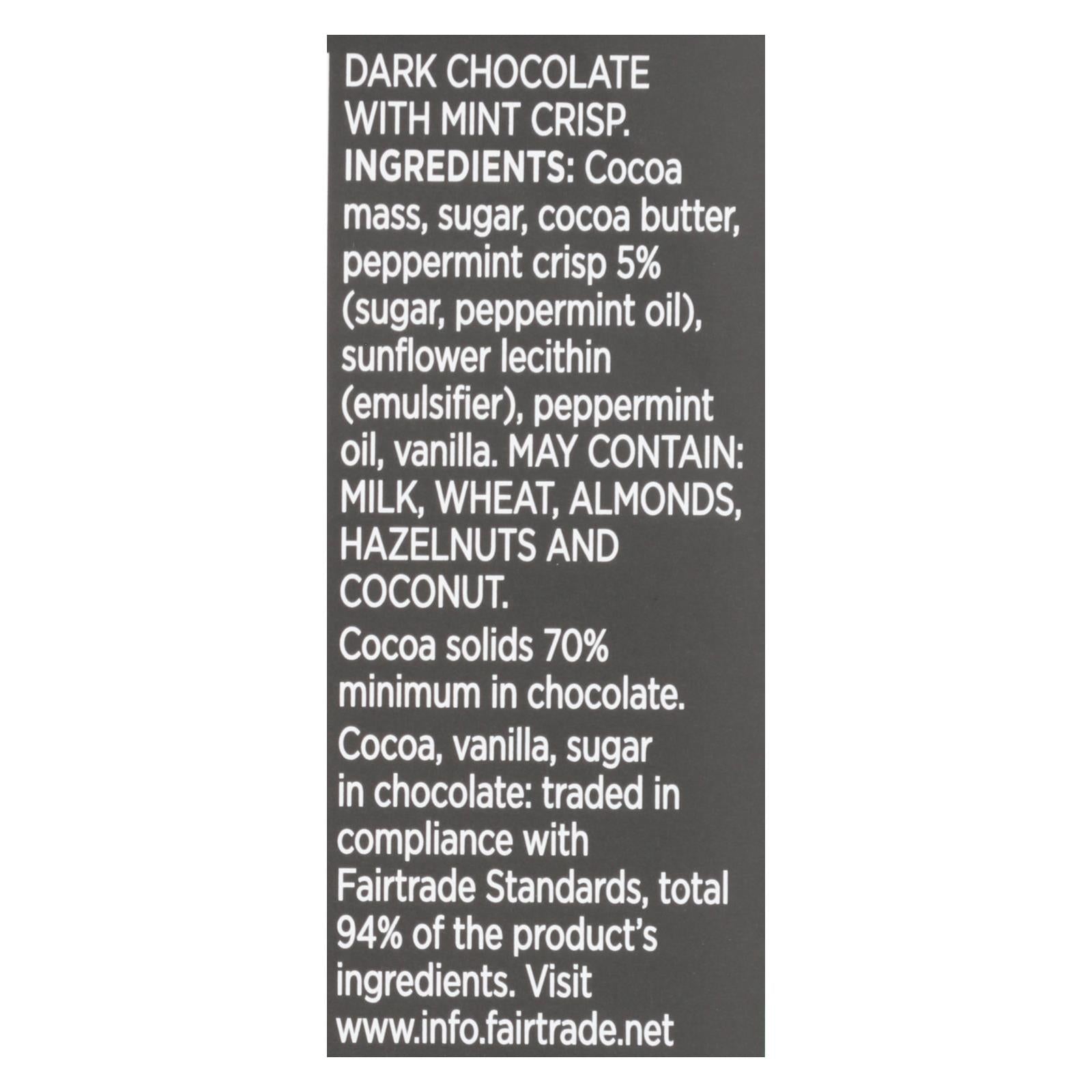 Divine - Bar Chocolate Dark W/mint Crisp - Case Of 12 - 3 Oz - Maras Green
