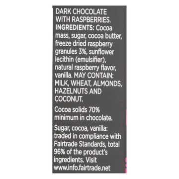 Divine - Bar Dark Chocolate W/raspberry - Case Of 12 - 3 Oz - Maras Green