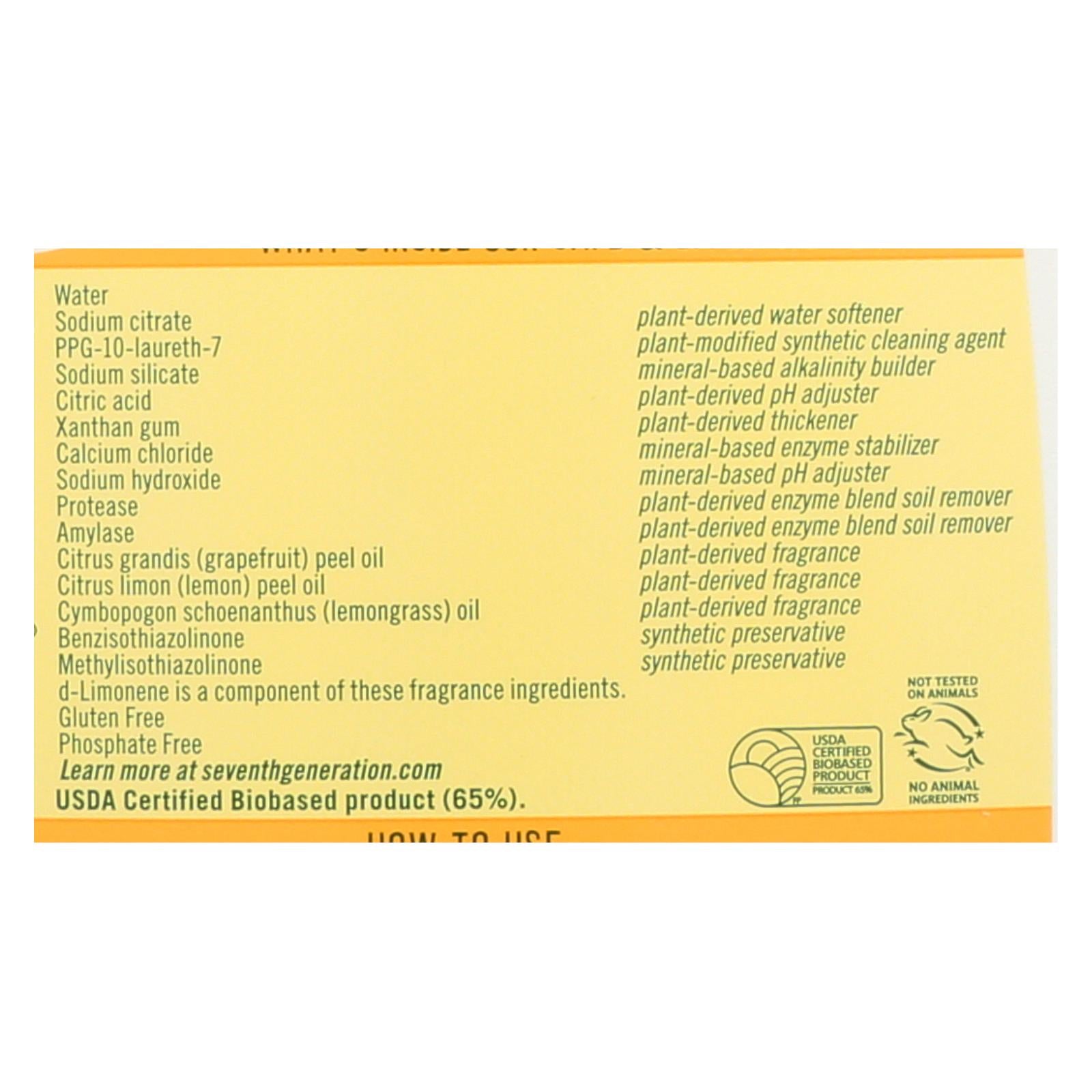 Seventh Generation Auto Dishwasher Gel - Lemon - Case Of 6 - 42 Fl Oz. - Maras Green