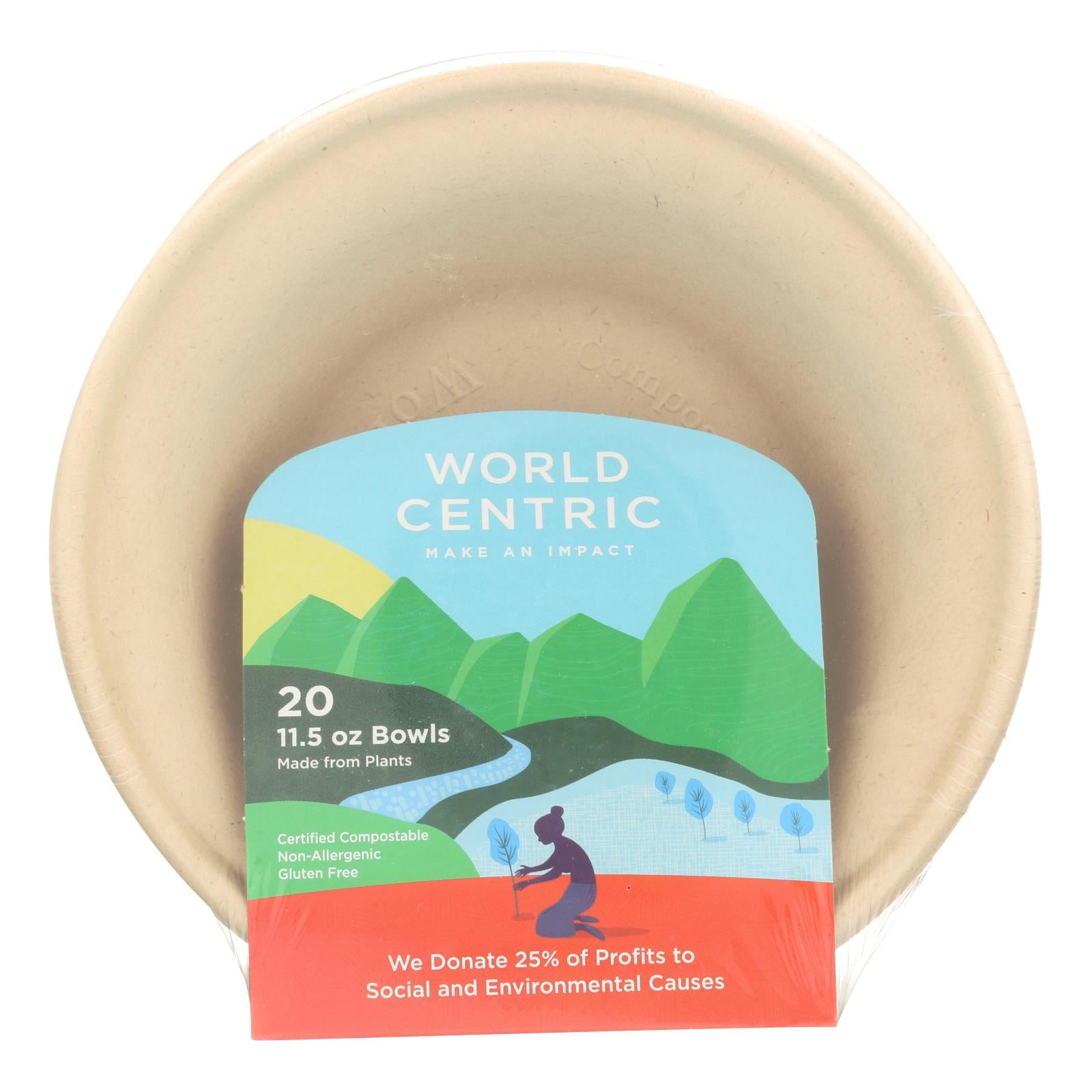 World Centric Wheat Straw Bowl - Case Of 12 - 20 Count - Maras Green