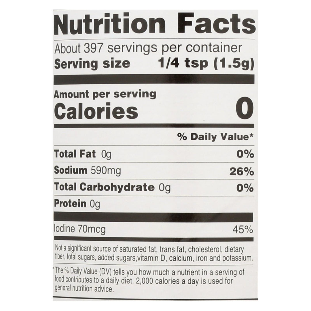 Hain Sea Salt - Iodized - Case Of 8 - 21 Oz - Maras Green