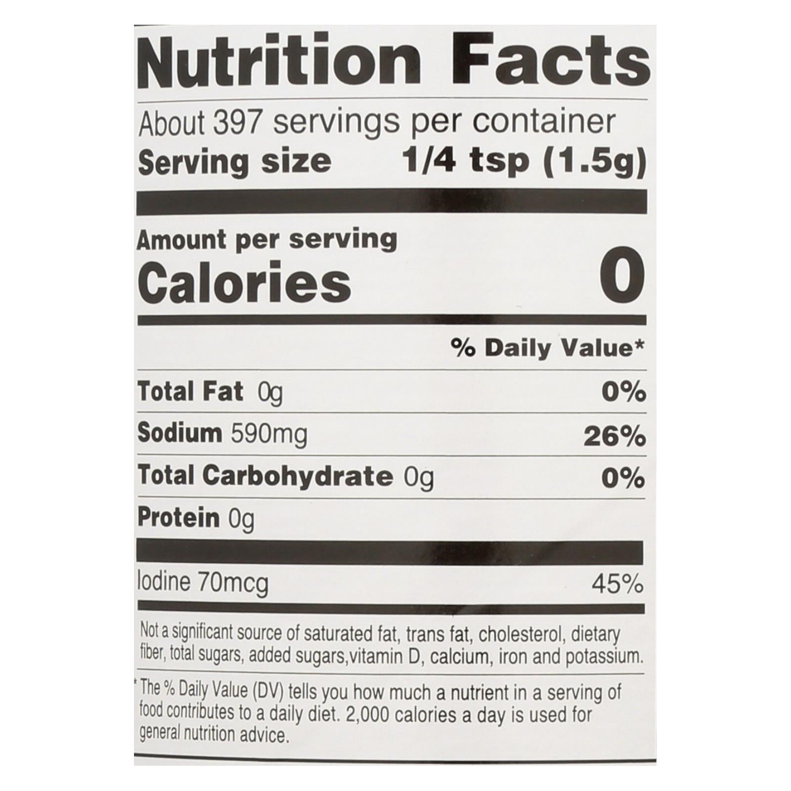 Hain Sea Salt - Iodized - Case Of 8 - 21 Oz - Maras Green