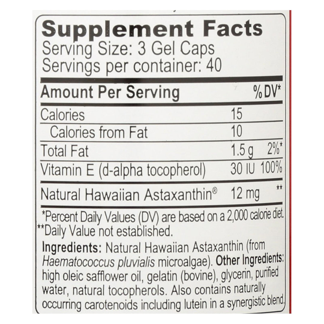 Bioastin 4mg Astaxanthin Microalgae  - 1 Each - 120 Cap - Maras Green
