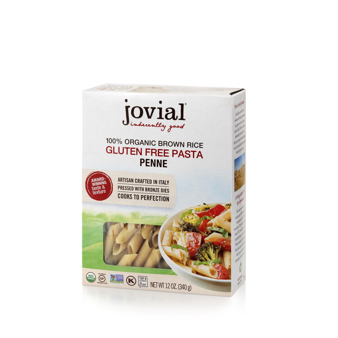 Jovial - Pasta - Organic - Brown Rice - Penne Rigate - 12 Oz - Case Of 12 - Maras Green