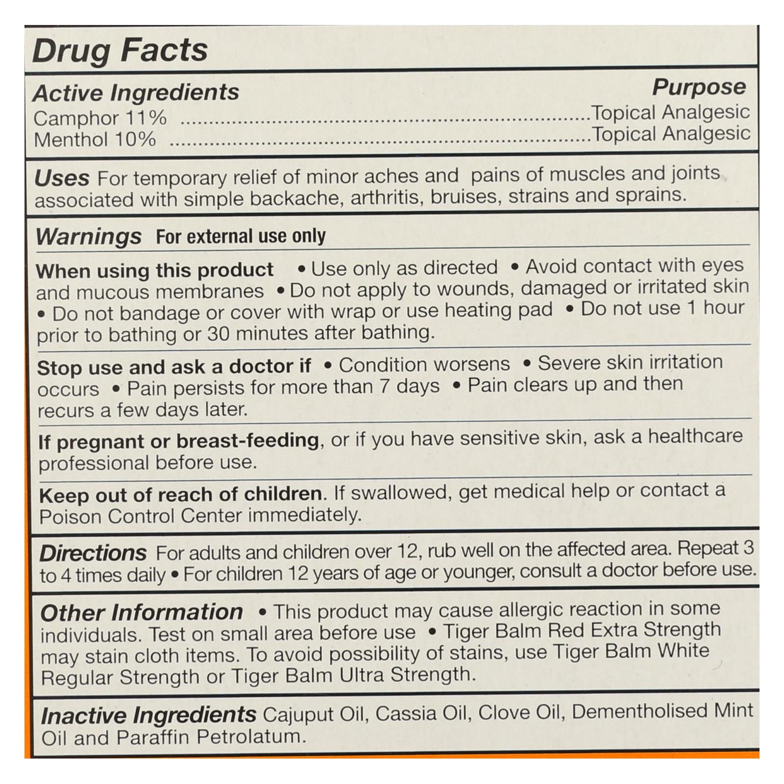 Tiger Balm Extra Strength Pain Relieving Ointment - 0.63 Oz - Case Of 6 - Maras Green