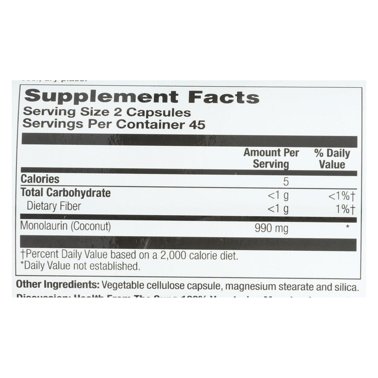 Health From The Sun Monolaurin - 1 Each - 90 Vcap - Maras Green