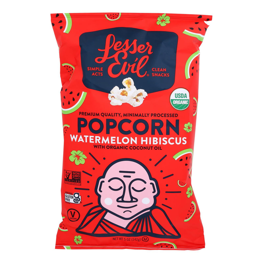 Lesser Evil - Popcorn Wtrmln Hibiscus - Case Of 12-4.6 Oz - Maras Green