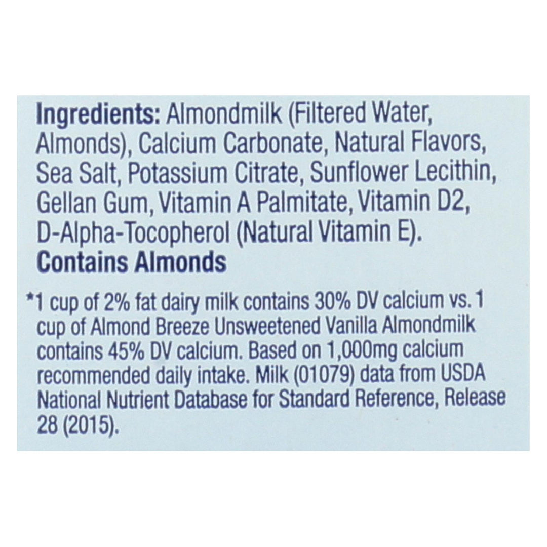 Almond Breeze - Almond Milk - Unsweetened Vanilla - Case Of 8 - 64 Fl Oz. - Maras Green