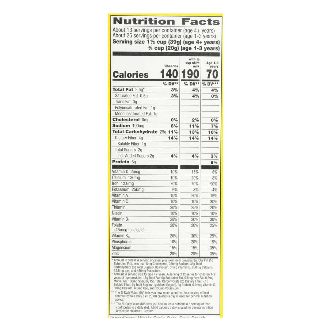 General Mills - Cheerios Oat Cereal - Case Of 10 - 18 Oz - Maras Green