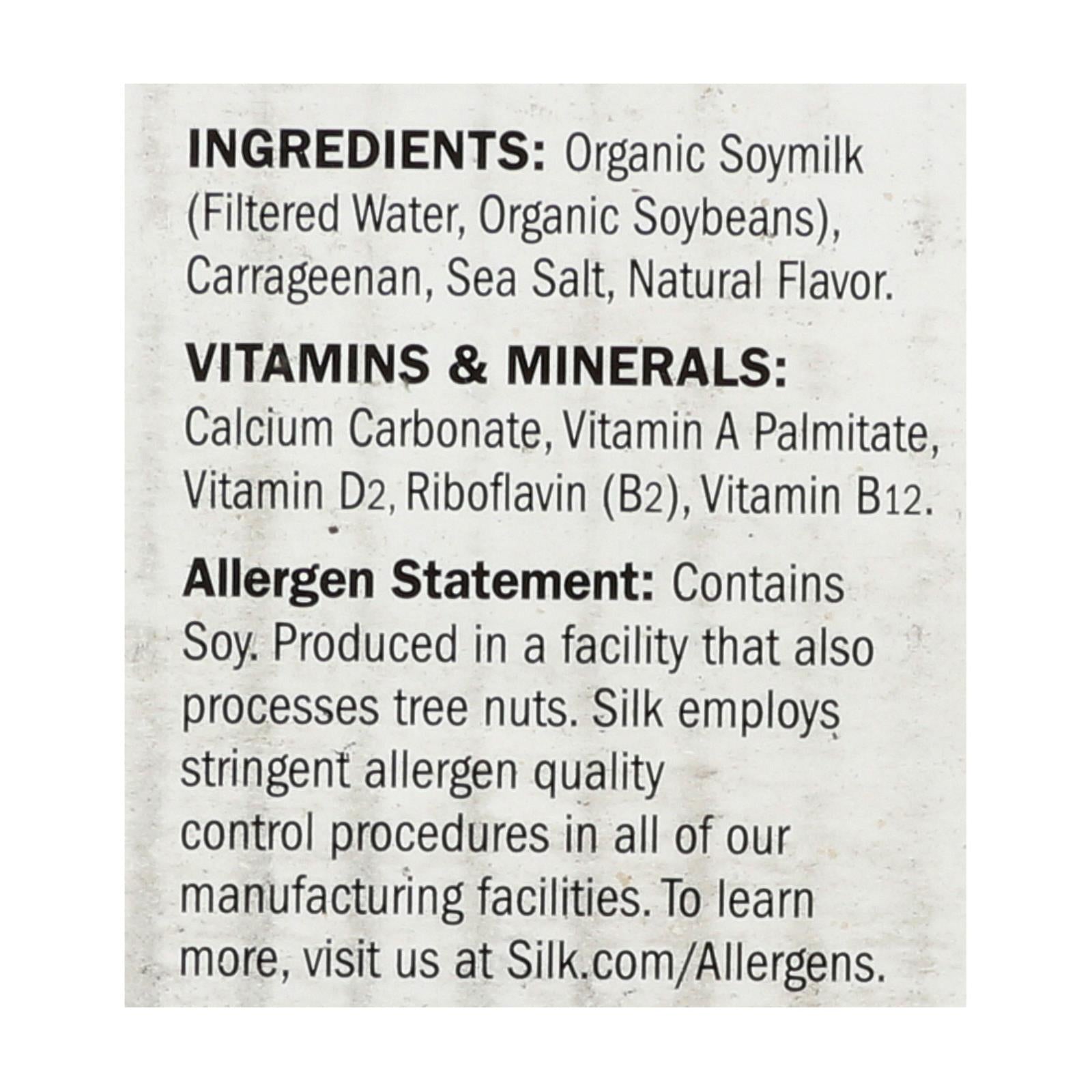 Silk Organic Soymilk - Unsweetened - Case Of 6 - 32 Fl Oz. - Maras Green