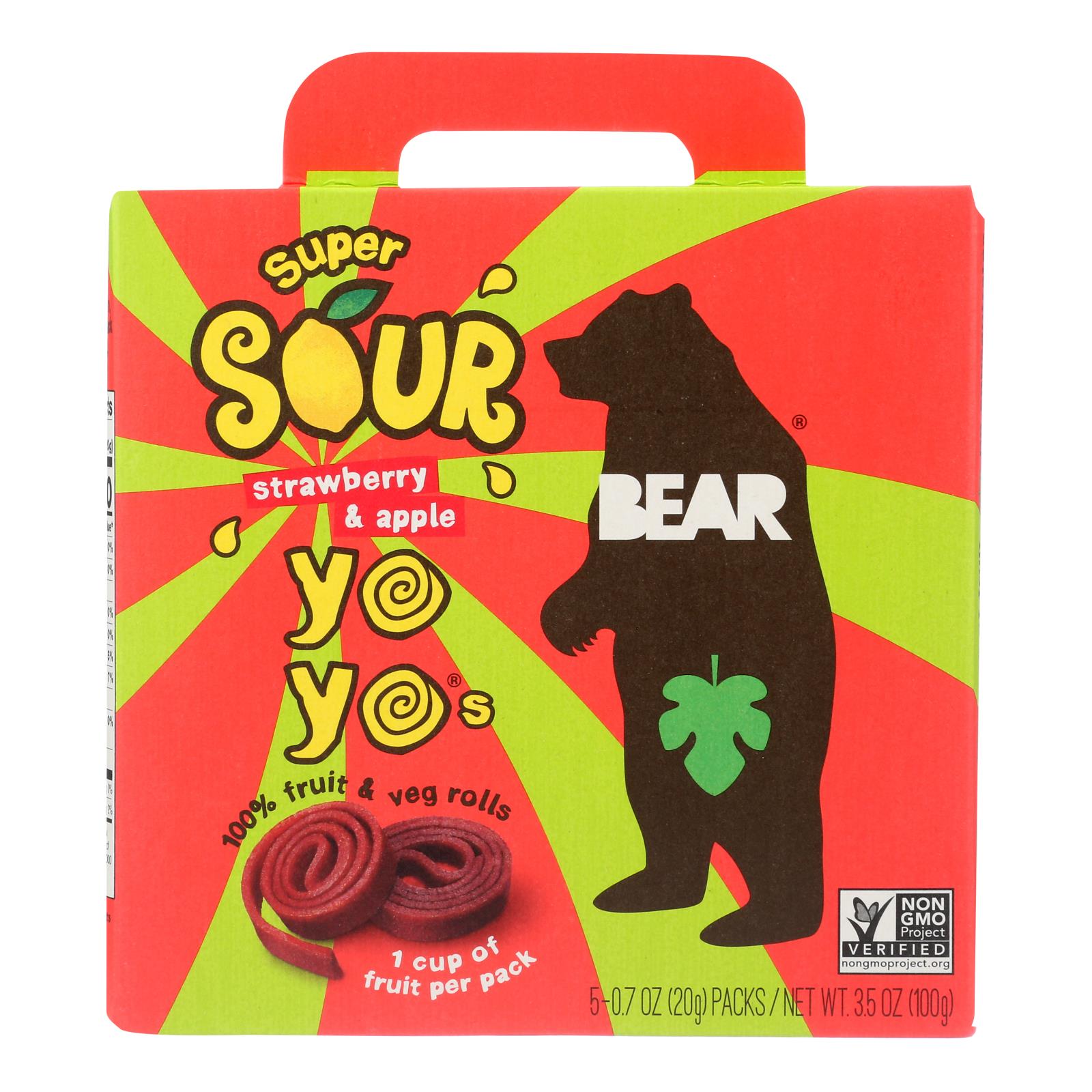 Bear - Real Fruit Yoyo Straw Apple - Case Of 6 - 3.5 Oz - Maras Green