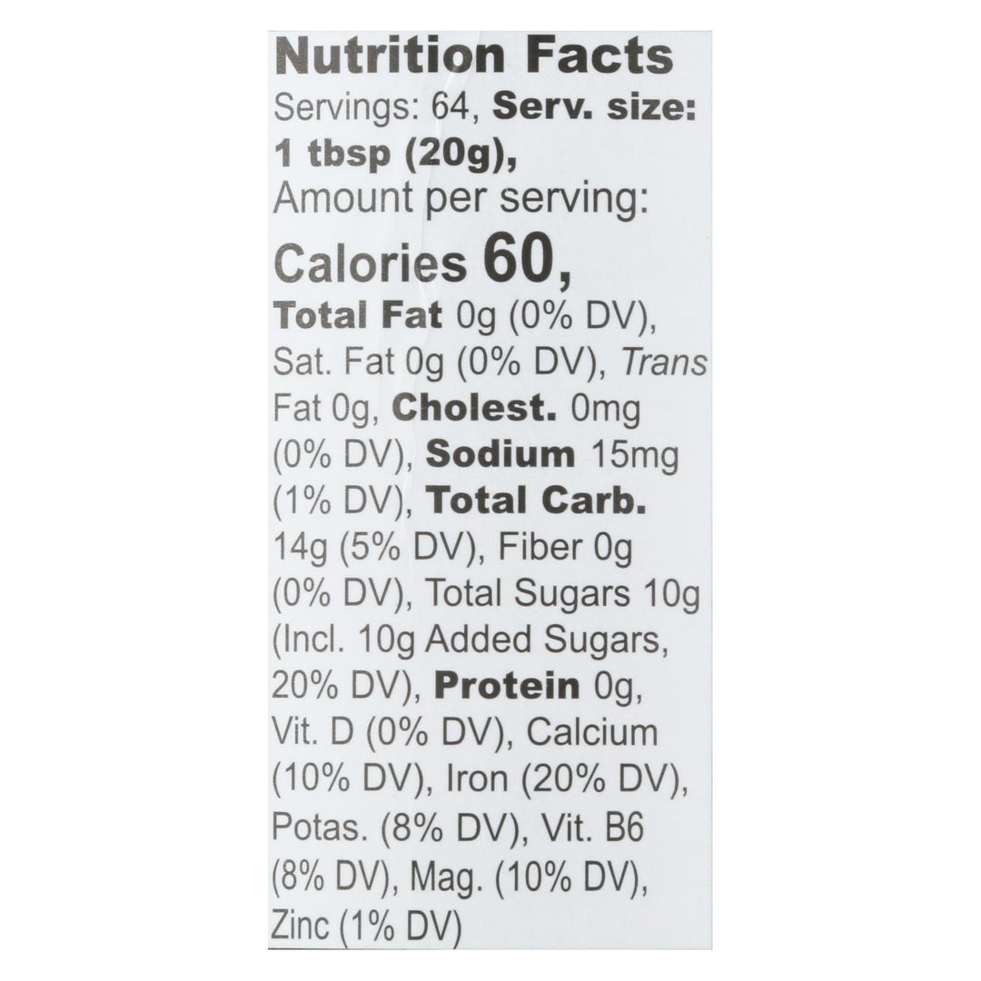 Wholesome Sweeteners Organic Molasses
 - Liquid Sweetener - Case Of 12 - 32 Oz. - Maras Green