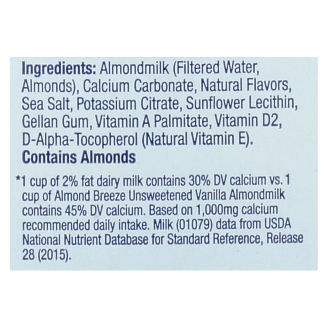 Almond Breeze - Almond Milk - Unsweetened Vanilla - Case Of 8 - 64 Fl Oz. - Maras Green