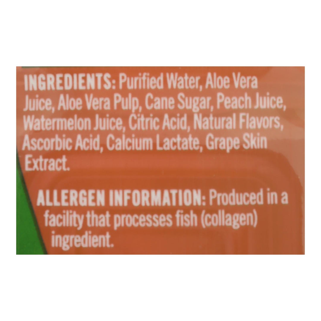 Alo Original Comfort Aloe Vera Juice Drink - Watermelon and Peach - Case of 12 - 16.9 fl oz. - Maras Green