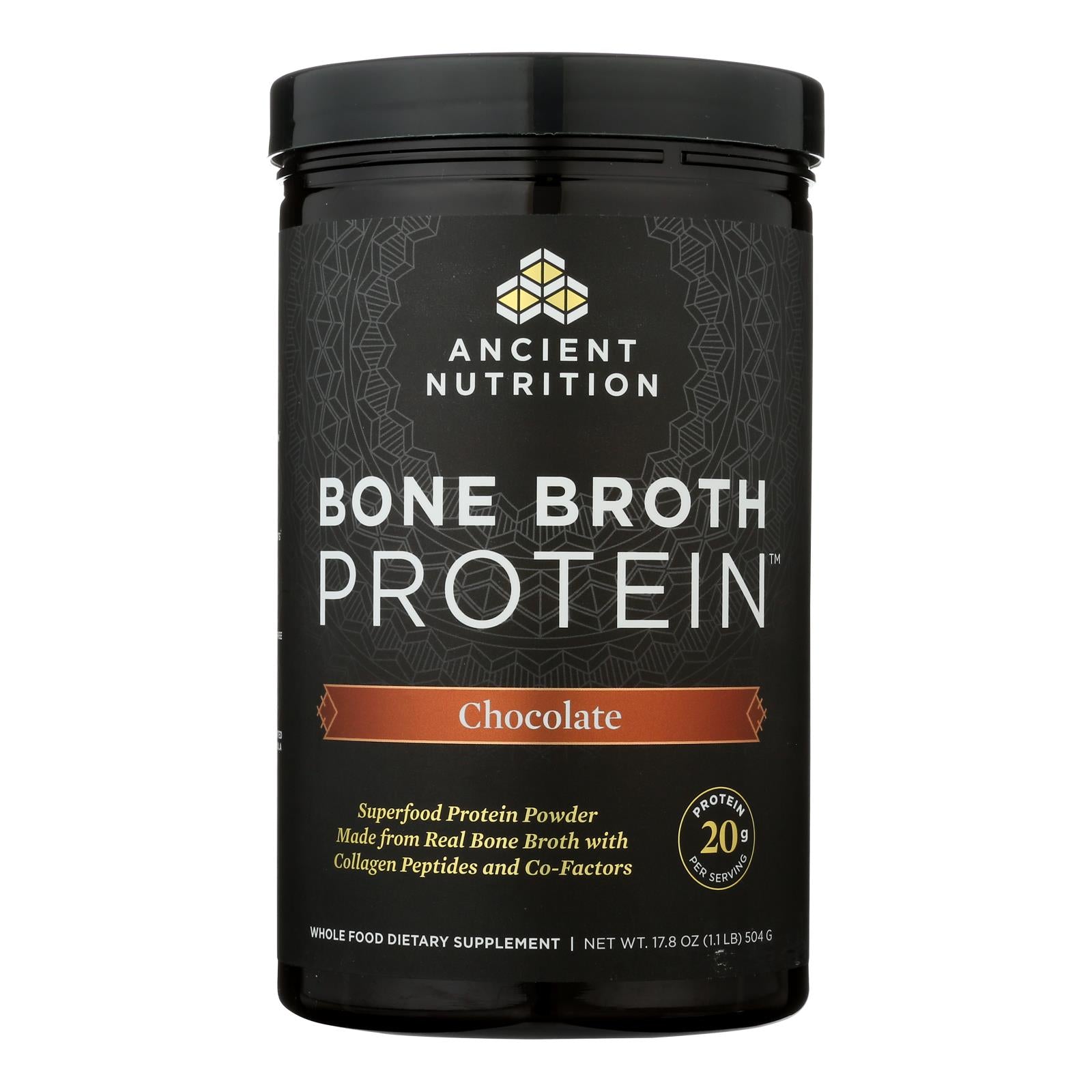 Ancient Nutrition - Prot Powder Bone Broth Chocolate - 1 Each - 504 Grm - Maras Green