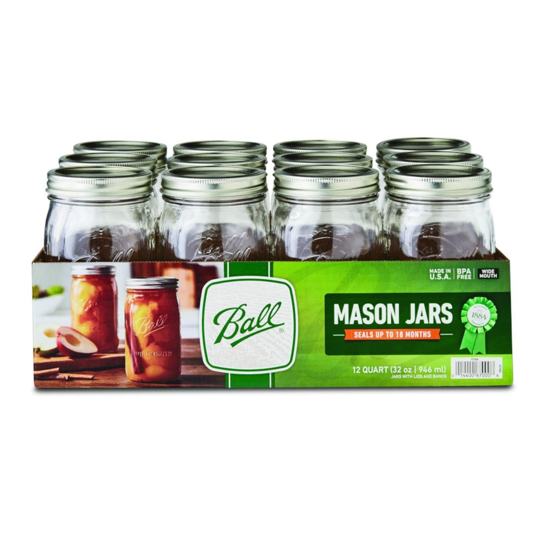 Ball Canning Wide Mouth Quart With Lid - Case Of 1 - 12 Count - Maras Green