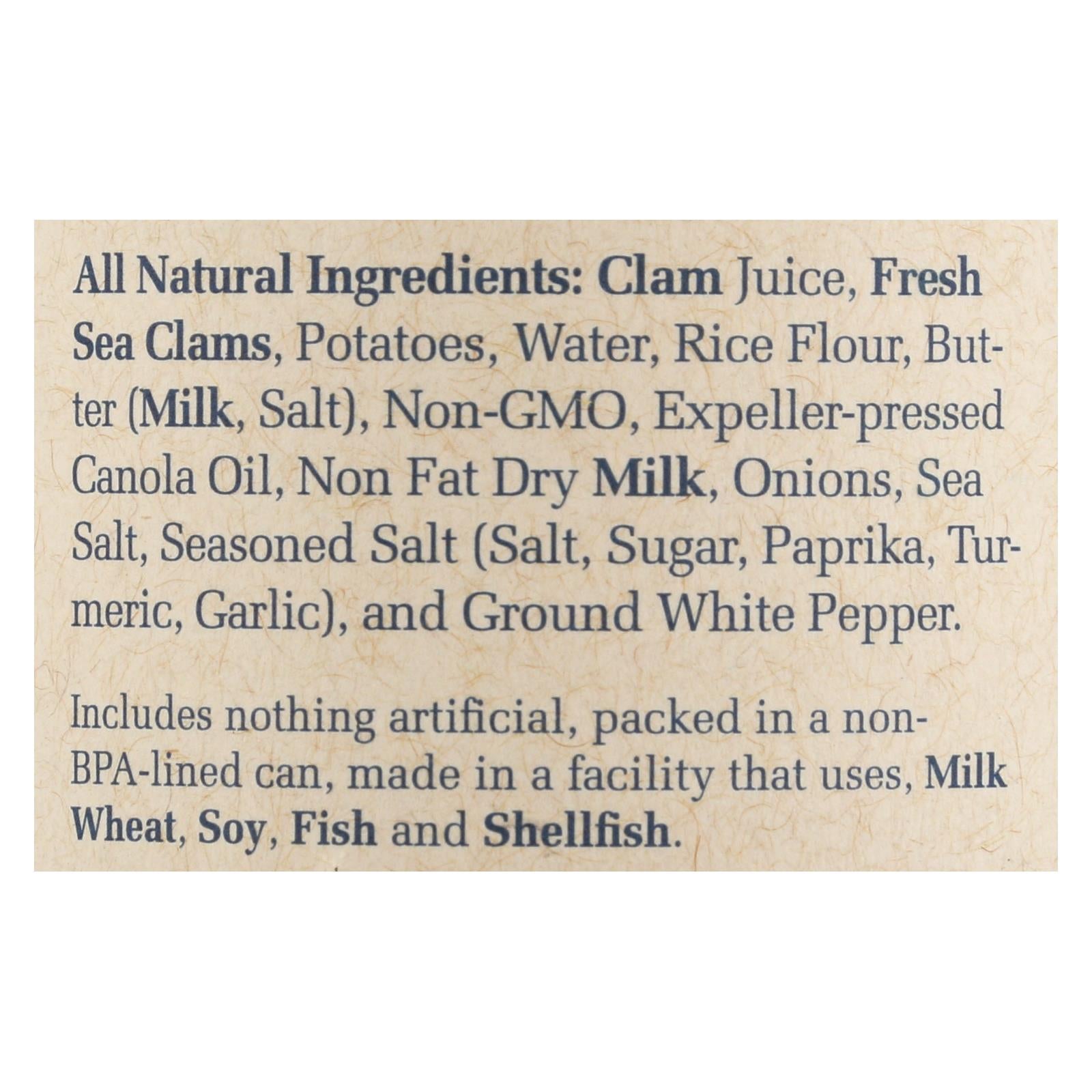 Bar Harbor - Clam Chowder - Ready To Serve - Case Of 6 - 15 Oz. - Maras Green