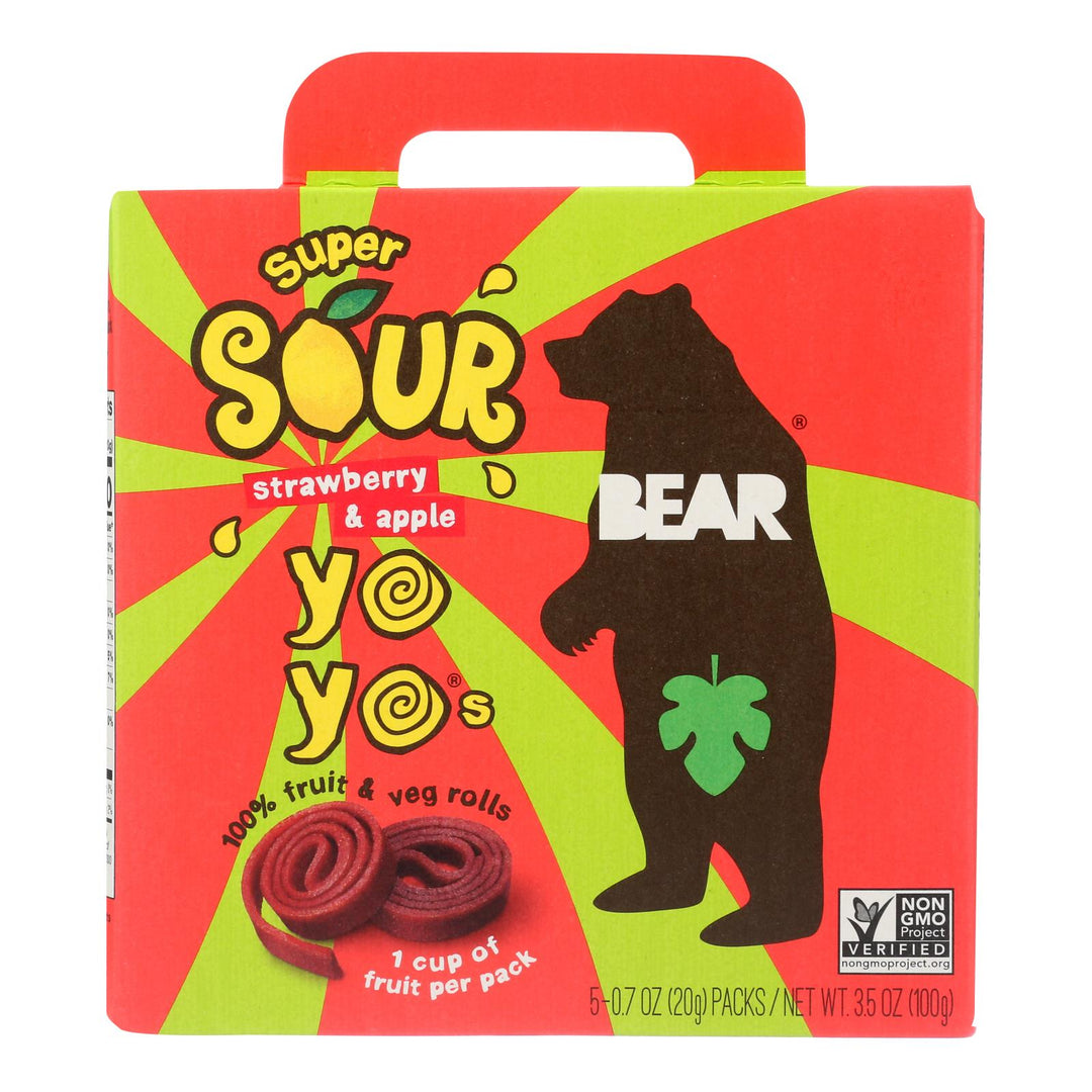 Bear - Real Fruit Yoyo Straw Apple - Case Of 6 - 3.5 Oz - Maras Green