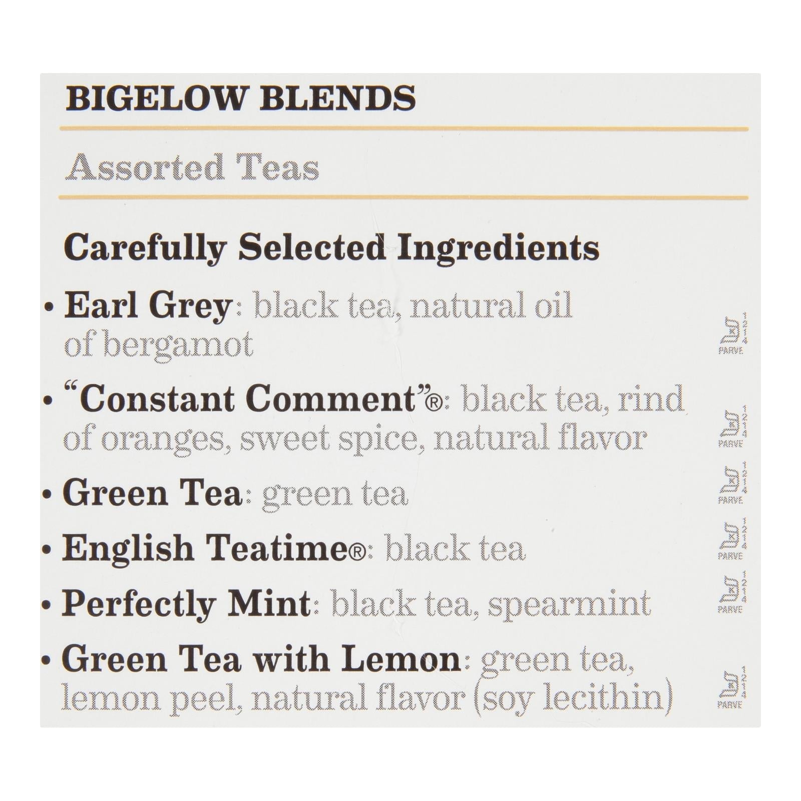 Bigelow Tea Assorted Tea - 6 Variety - Case Of 6 - 18 Bag - Maras Green
