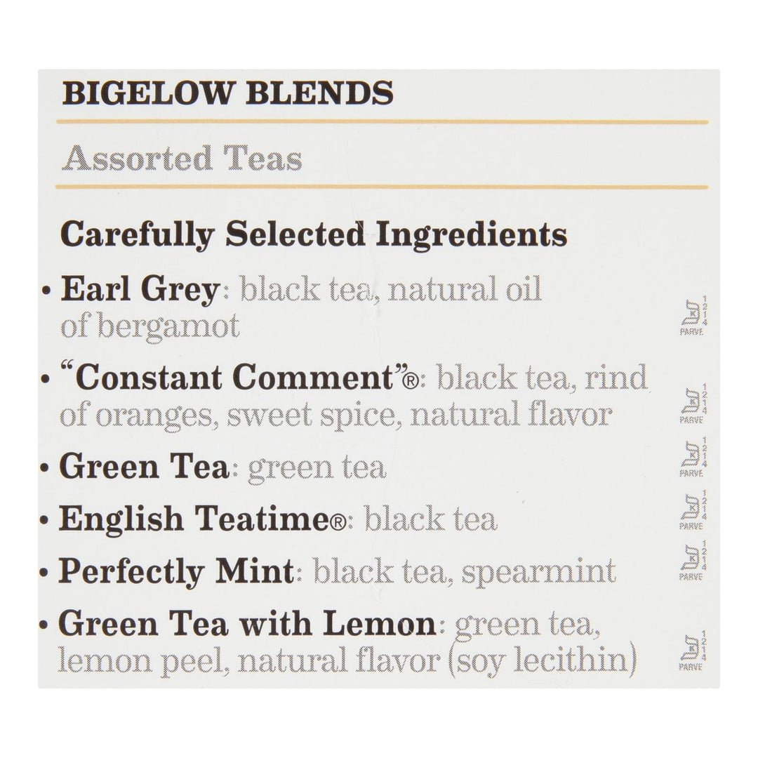 Bigelow Tea Assorted Tea - 6 Variety - Case Of 6 - 18 Bag - Maras Green