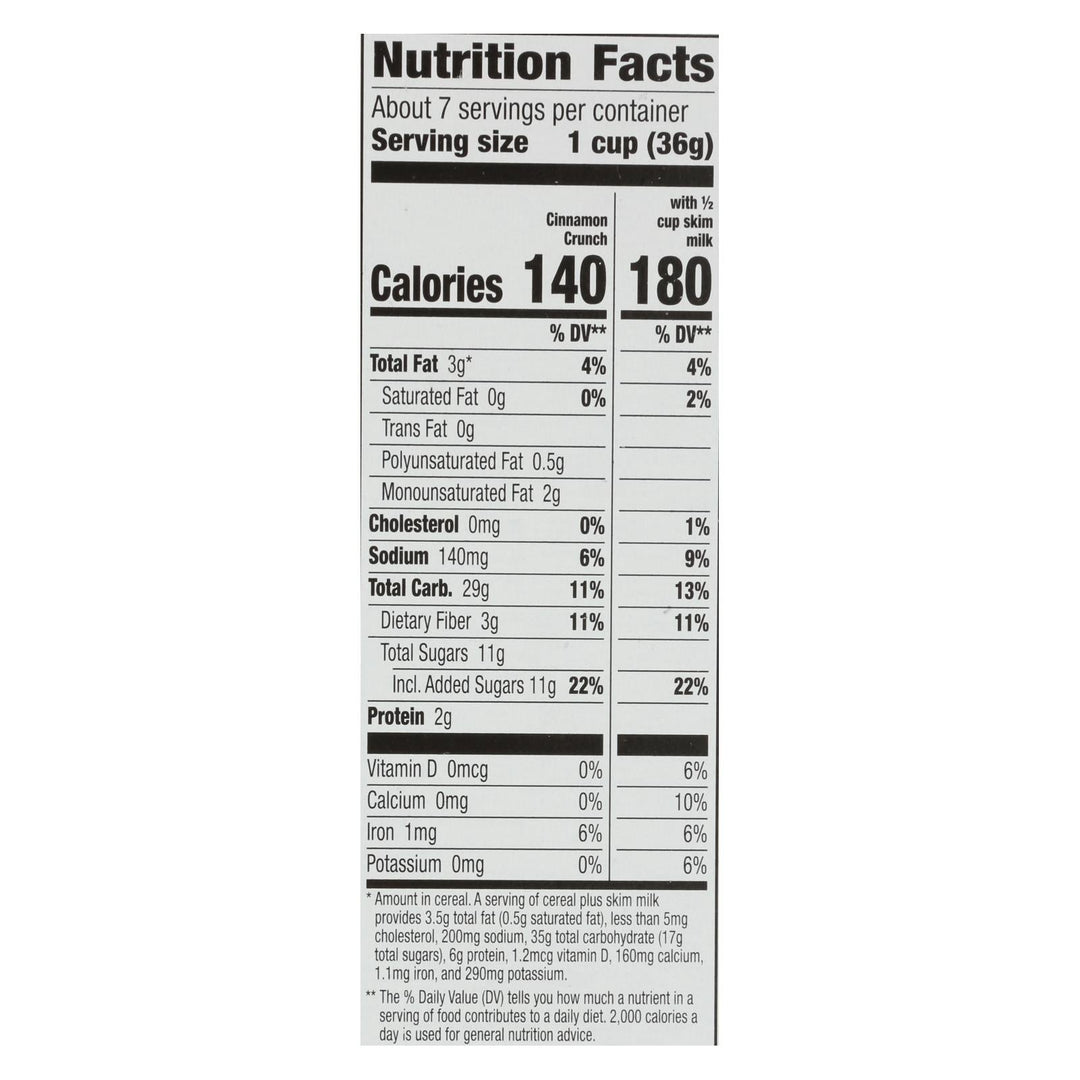 Cascadian Farm Organic Cereal - Cinnamon Crunch - Case Of 10 - 9.2 Oz - Maras Green