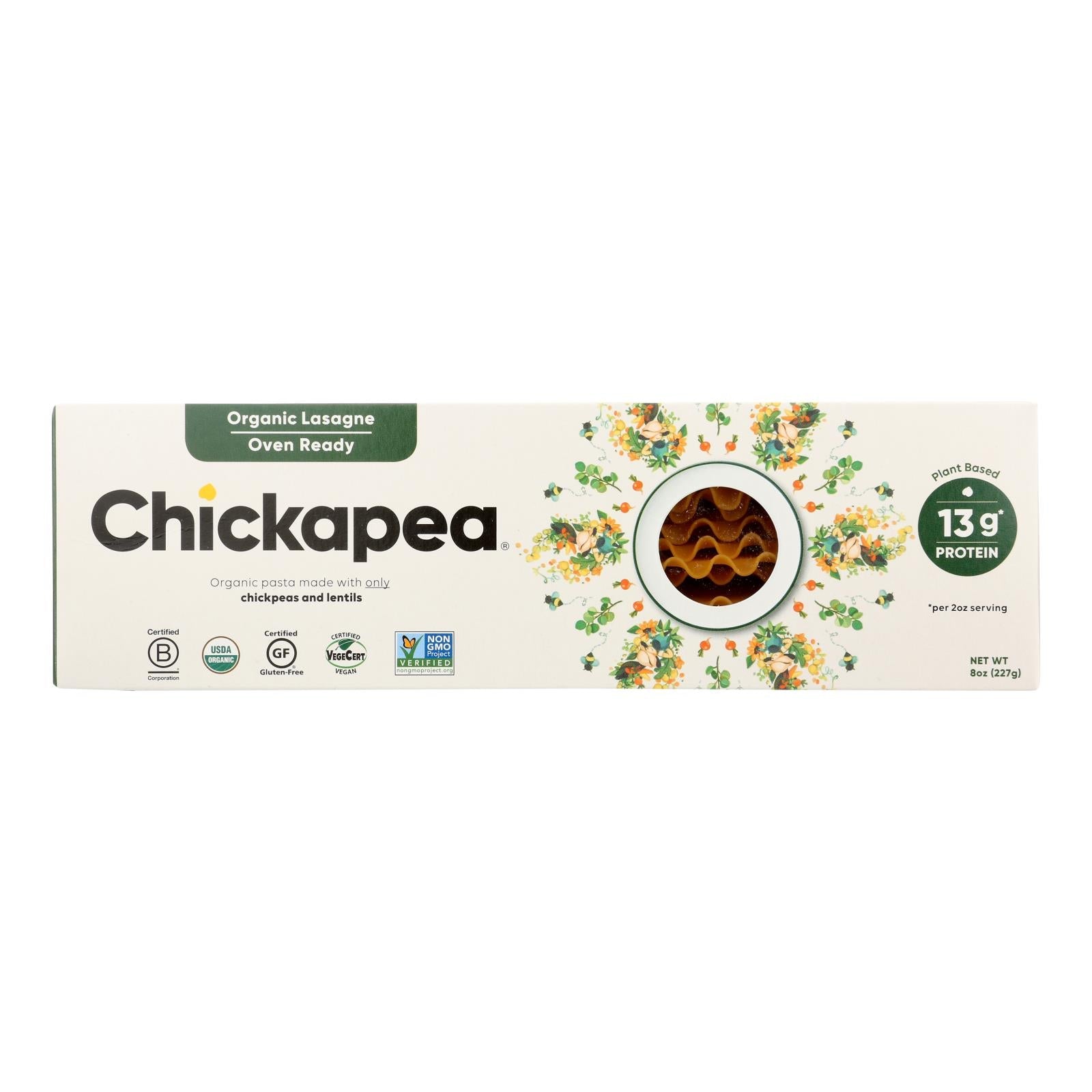 Chickapea Pasta - Pasta Lasagne - Case Of 6 - 8 Oz - Maras Green