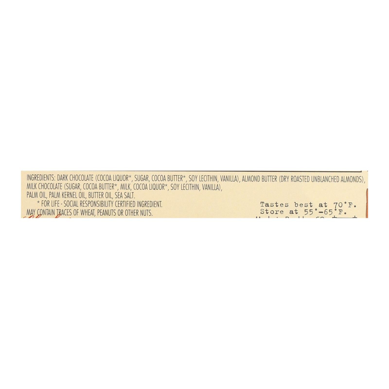 Chocolove Xoxox - Dark Chocolate Bar - Salted Almond Butter - Case Of 10 - 3.2 Oz - Maras Green