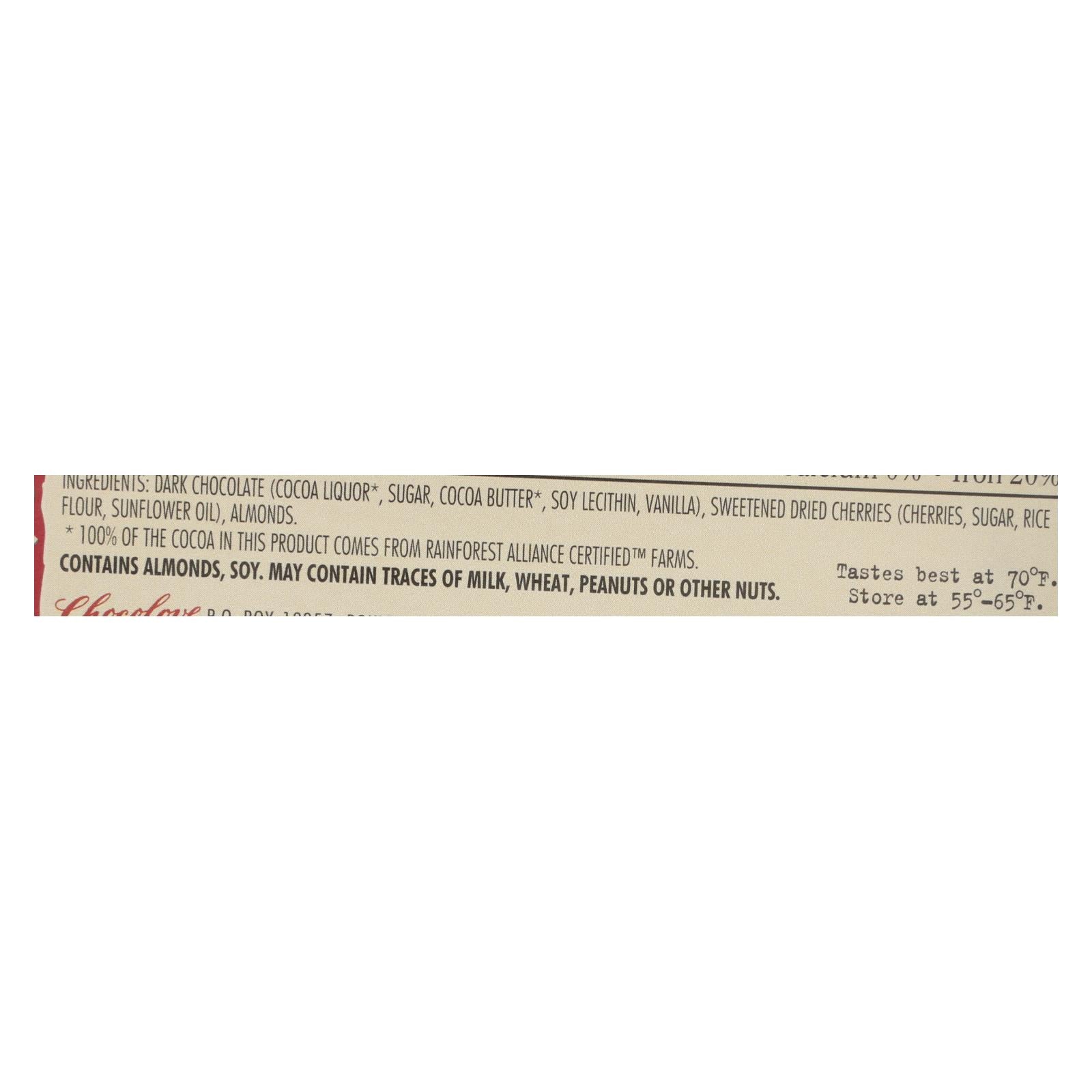 Chocolove Xoxox - Premium Chocolate Bar - Dark Chocolate - Cherries And Almonds - 3.2 Oz Bars - Case Of 12 - Maras Green