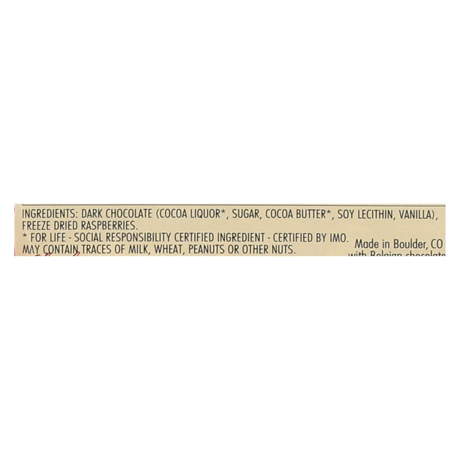 Chocolove Xoxox - Premium Chocolate Bar - Dark Chocolate - Raspberries - Mini - 1.2 Oz Bars - Case Of 12 - Maras Green