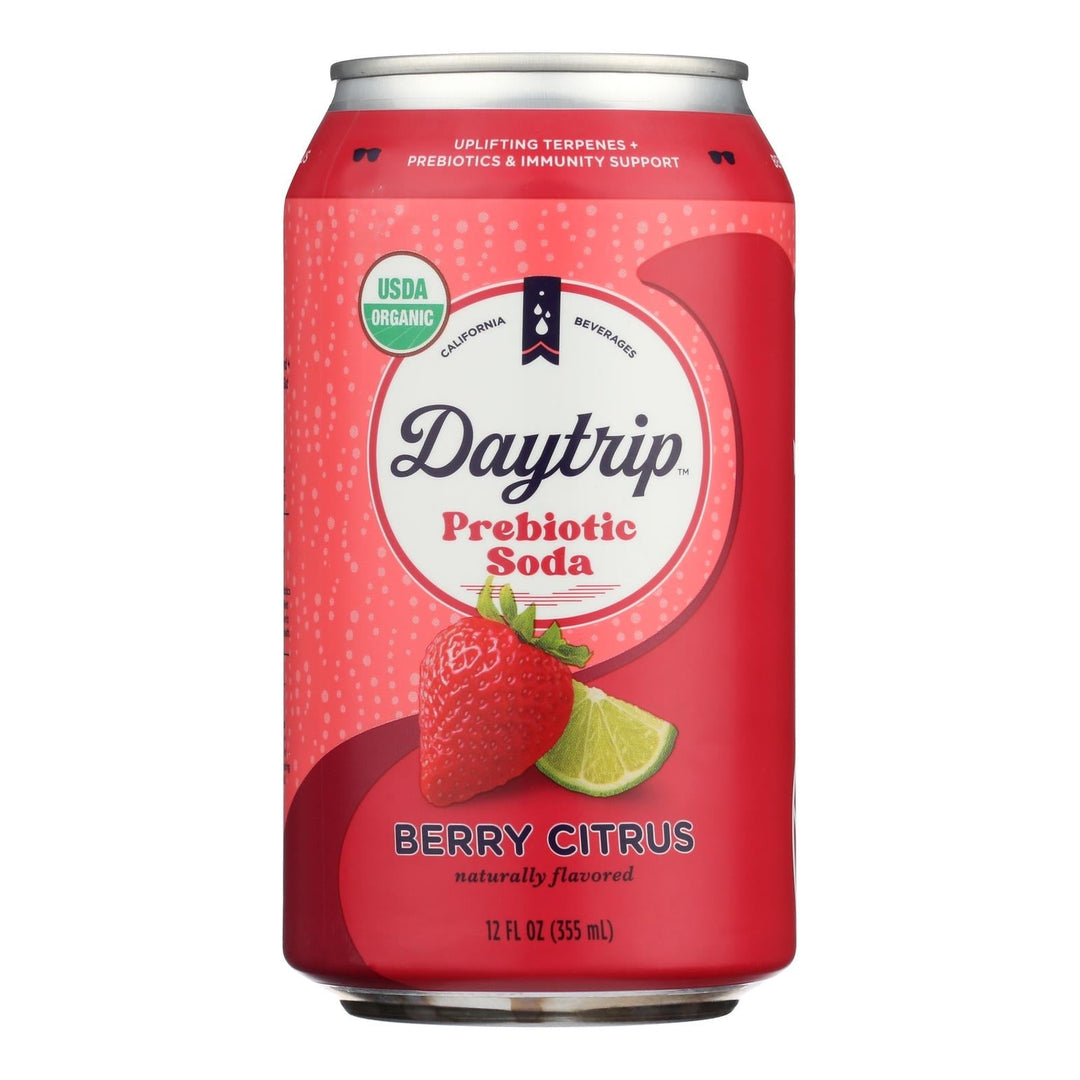 Daytrip Beverages - Soda Organic Prebiotic Berry Citrus - Case Of 12 - 12 Fluid Ounces - Maras Green