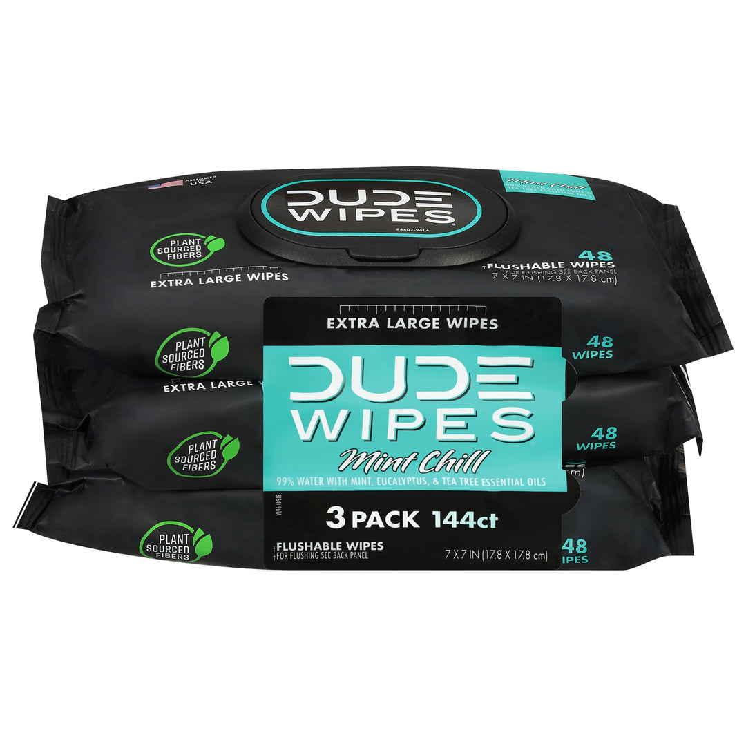 Dude Wipes - Wipes Mint Chill 3 Pack - Case Of 4 - 144 Ct - Maras Green
