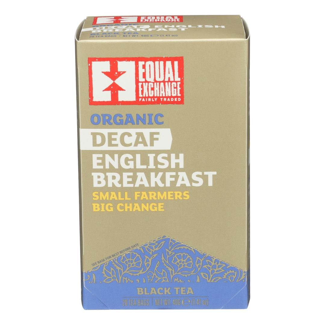 Equal Exchange Organic Decaf Black Tea - English Breakfast - Case Of 6 - 20 Bags - Maras Green