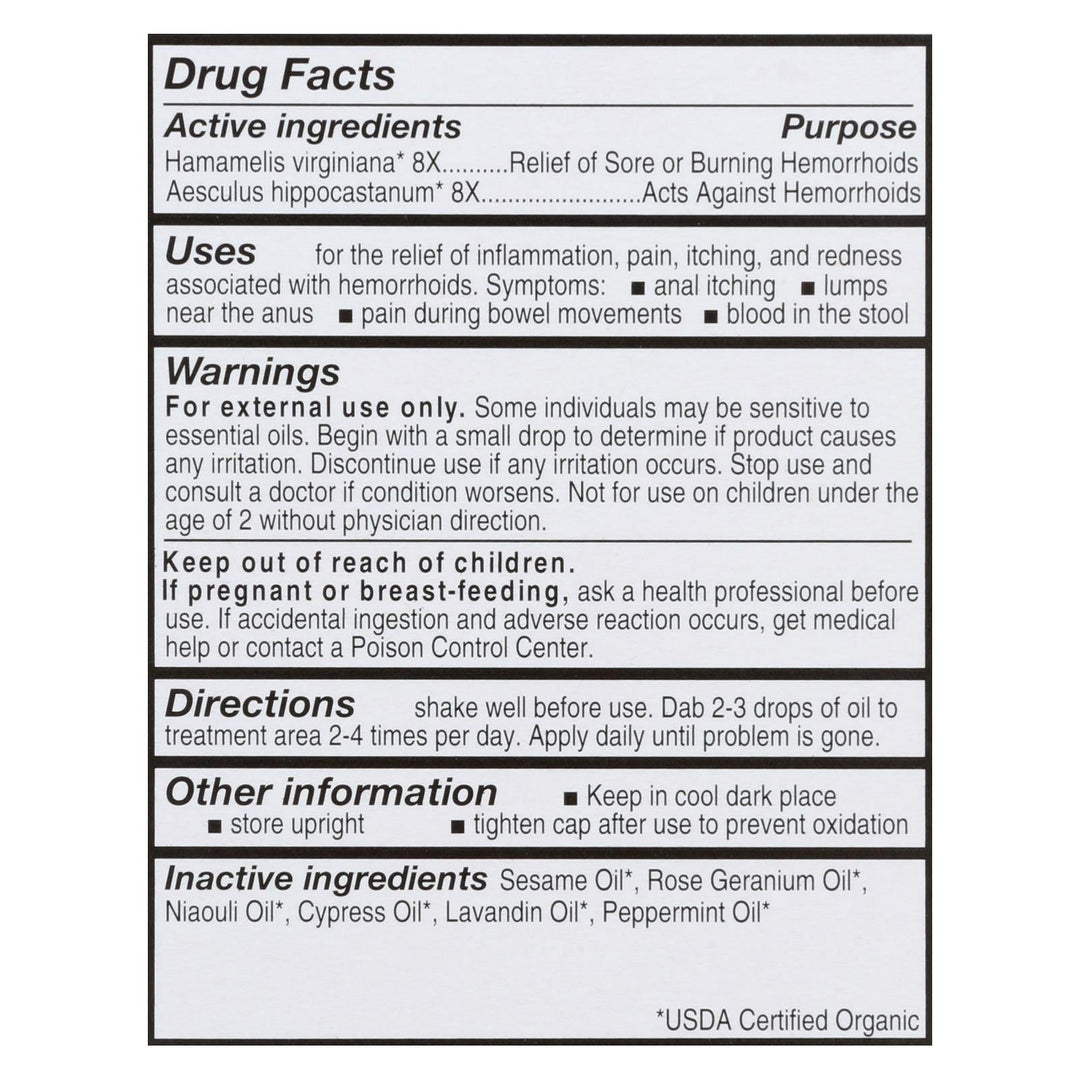 Forces Of Nature Hemorrhoid Control Extra Strength Certified Organic Medicine - 1 Each - 5 Ml - Maras Green