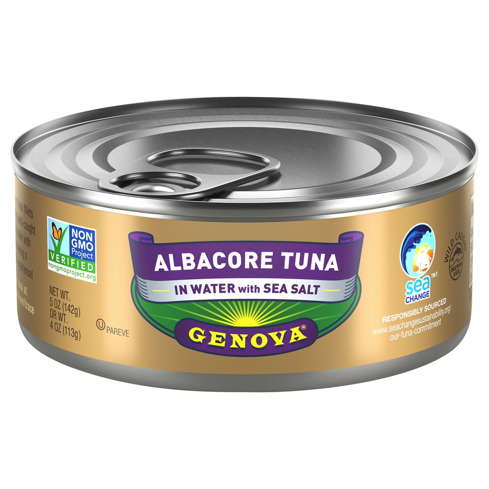 Genova - Albcr Tuna Water W/ Sea Salt - Case Of 12 - 5 Oz - Maras Green