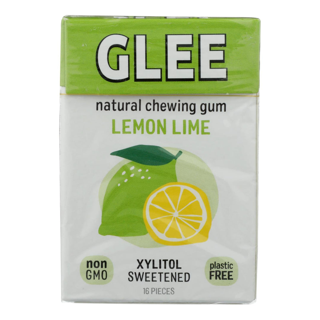 Glee Gum Chewing Gum - Lemon Lime - Sugar Free - Case Of 12 - 16 Pieces - Maras Green