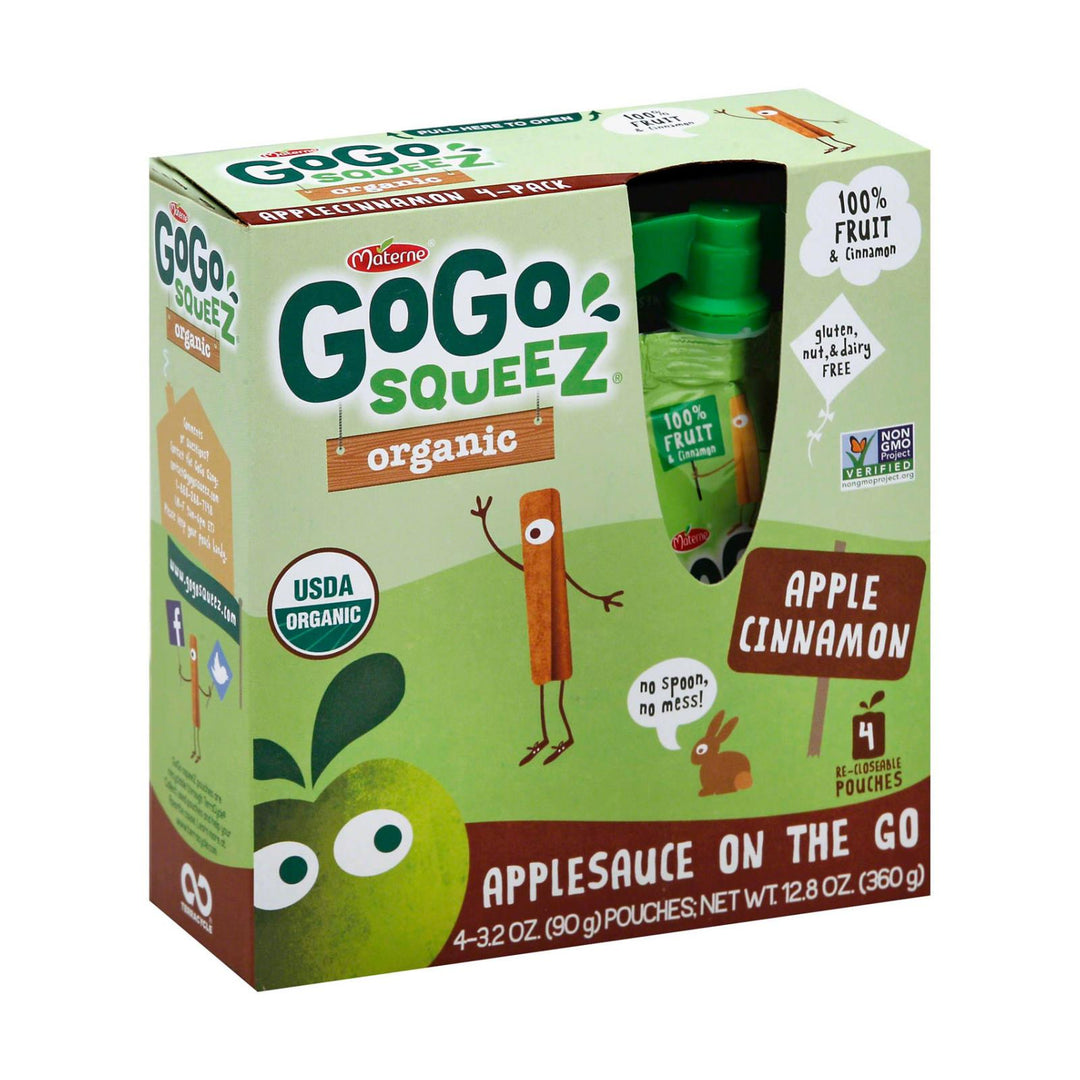 Gogo Squeeze Applesauce - Apple Cinnamon - Case Of 12 - 3.2 Oz. - Maras Green