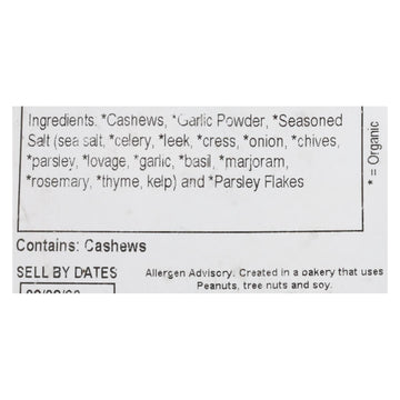 Grandy Oats Herb Cashews Garlic - Single Bulk Item - 10lb - Maras Green