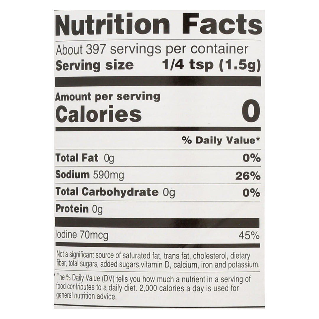 Hain Sea Salt - Iodized - Case Of 8 - 21 Oz - Maras Green