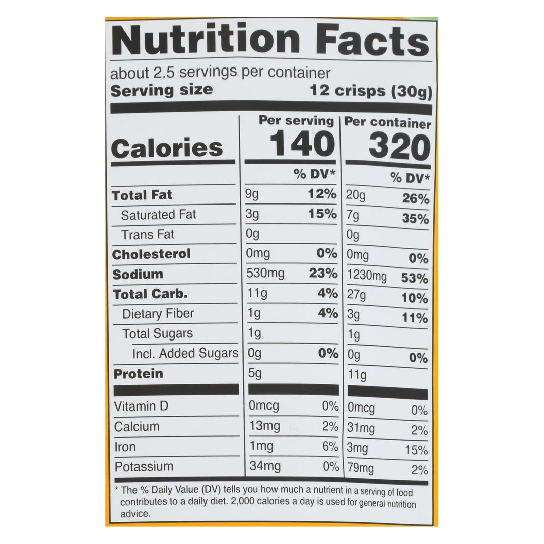 Hippie Snacks - Cauliflower Crsps Original - Case Of 8 - 2.5 Oz - Maras Green