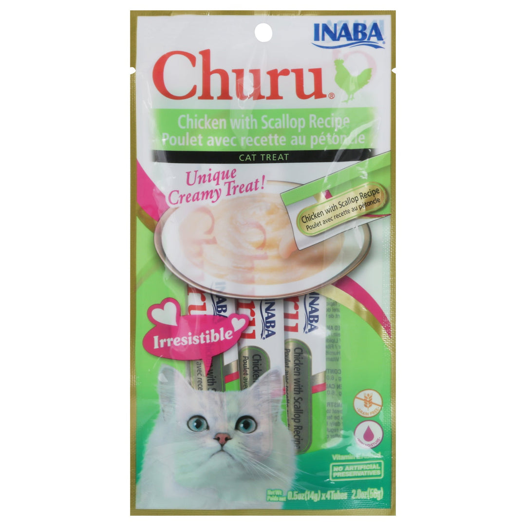 Inaba - Cat Churu Puree Chicken Scalp - Case Of 8 - 2 Ounces - Maras Green