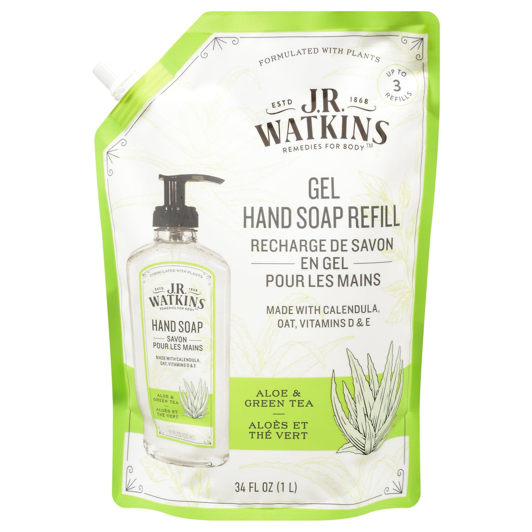 J.r. Watkins - Hand Soap Refill Aloe Green Tea - Case Of 3 - 34 Fz - Maras Green