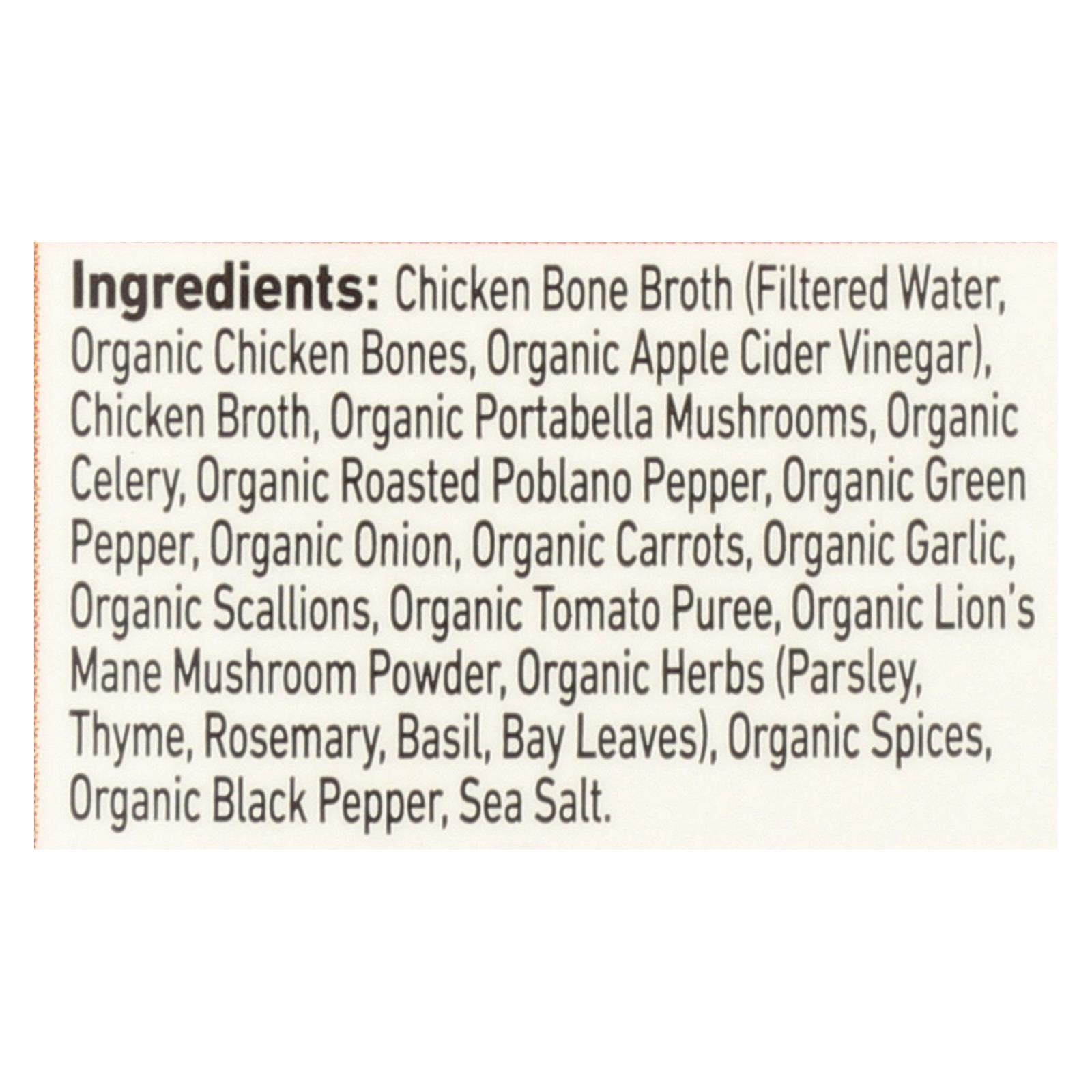 Kettle & Fire Mushroom Chicken Bone Broth - Case Of 6 - 16.9 Oz - Maras Green