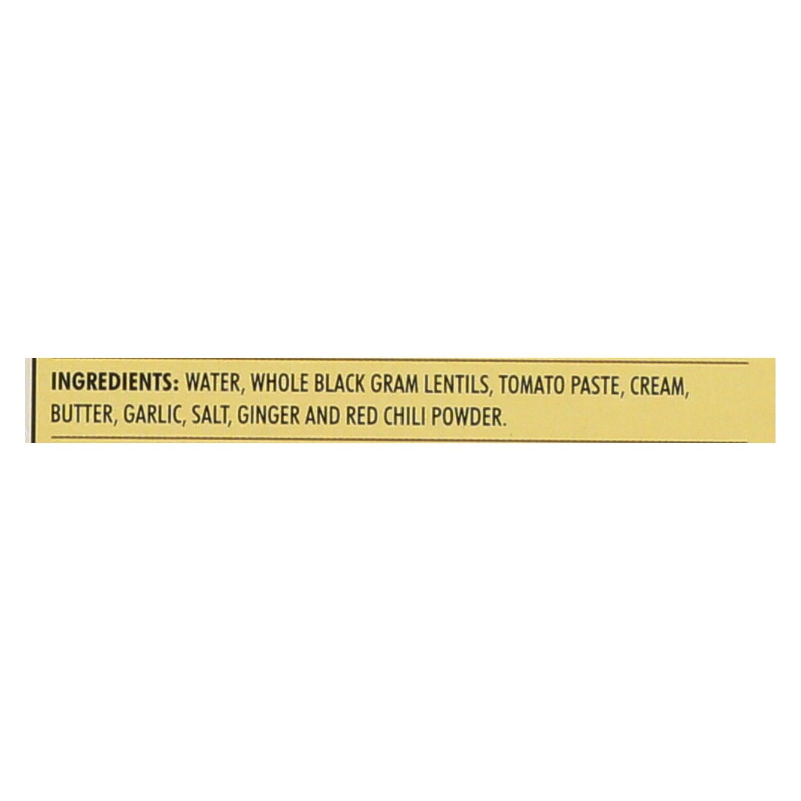 Kitchen Of India Dinner - Black Gram Lentils Curry - Dal Bukhara - 10 Oz - Case Of 6 - Maras Green